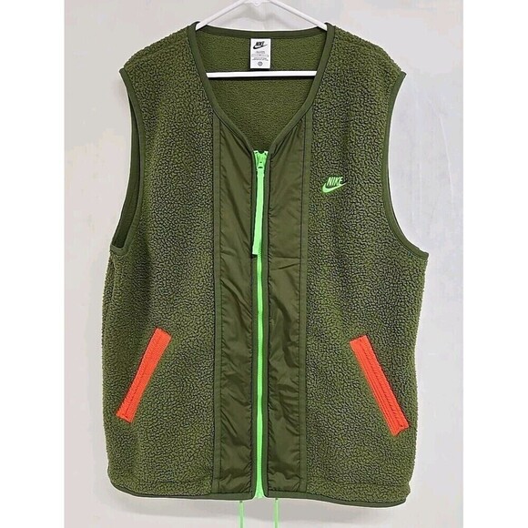 Nike Sportswear Essentials High Pile Fleece Vest Full-Zip Green Men's Size L - Picture 4 of 9